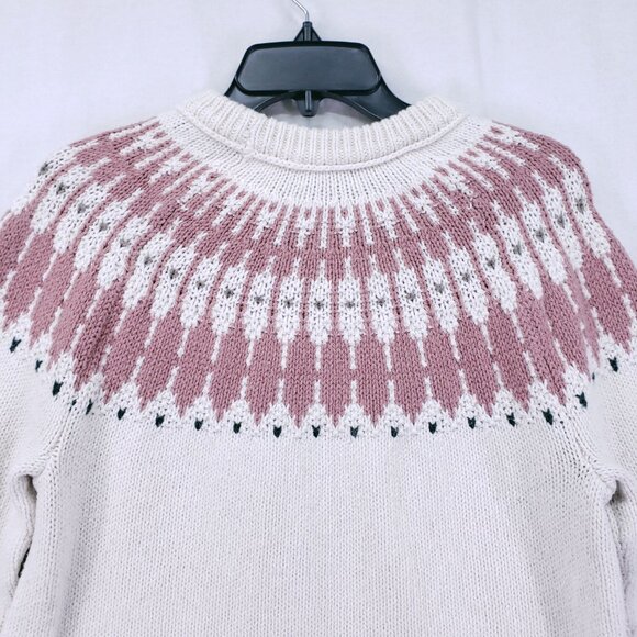 Madewell Cream Fair Isle Keaton Crew New Pullover Cozy Knit Sweater Size M - Picture 13 of 14